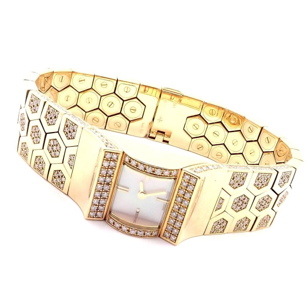 Authentic! Van Cleef & Arpels Ludo Swann 18k Yellow Gold Diamond Watch Papers